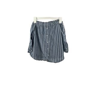 Hint of Blush Blue Striped Off-The-Shoulder Blouse Women's Size Small